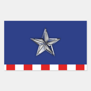 Sticker Rectangulaire Chrome Comme étoile sur Festive Patriotic couleurs