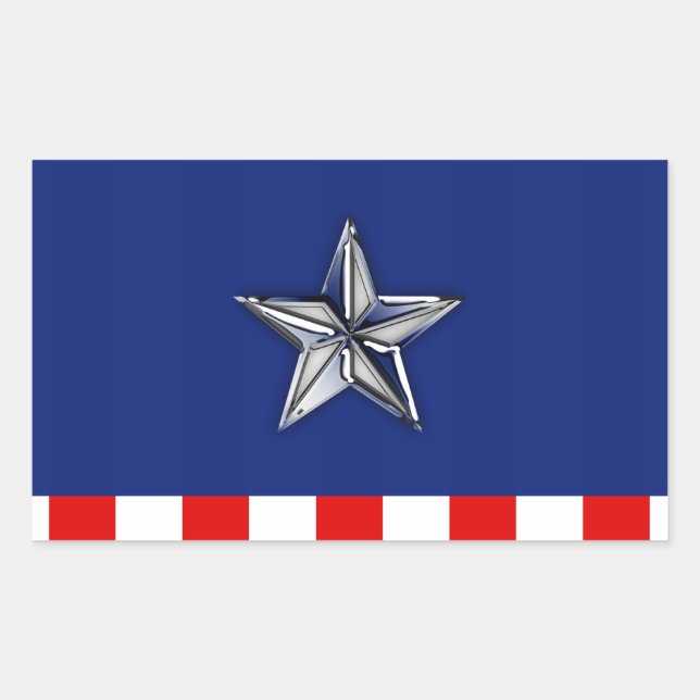 Sticker Rectangulaire Chrome Comme étoile sur Festive Patriotic couleurs (Devant)