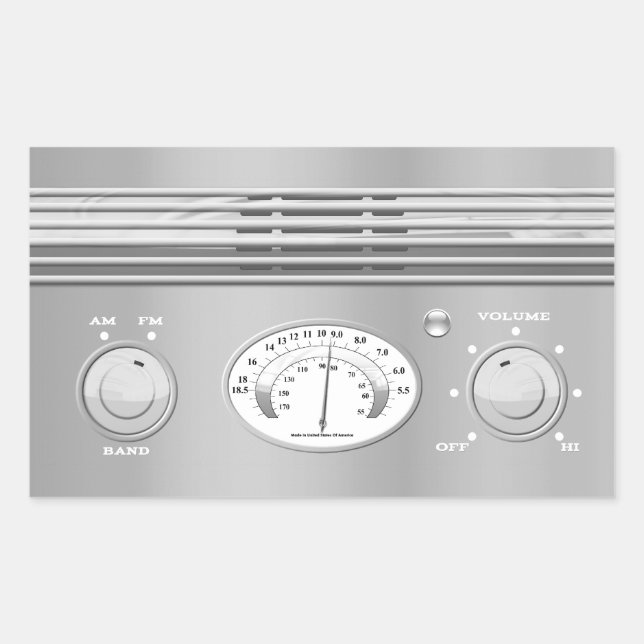 Sticker Rectangulaire Chrome Radio Vintage (Devant)