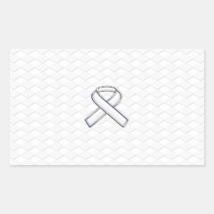 Sticker Rectangulaire Chrome White Ribbon Sensibilisation sur Checkers I
