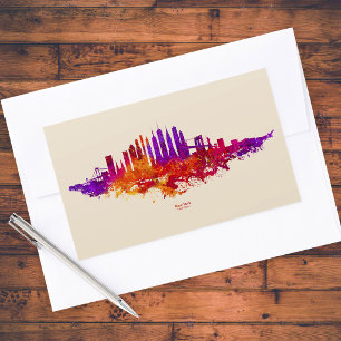 Sticker Rectangulaire Ciel de New York aquarelle sur blanc