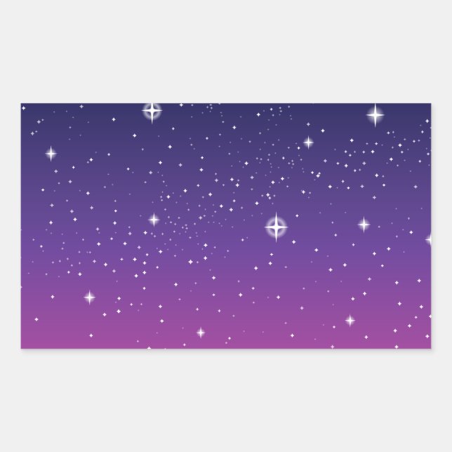 Sticker Rectangulaire Ciel nocturne étoilé violet foncé (Devant)