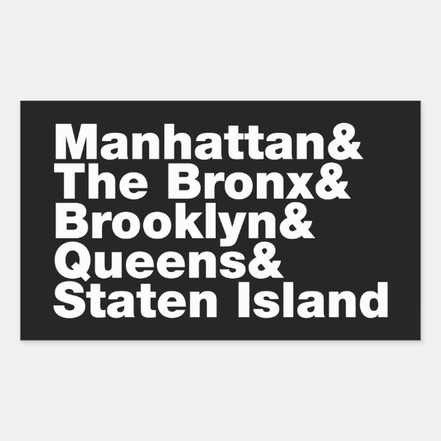 Sticker Rectangulaire Cinq Boroughs ~ New York (Devant)