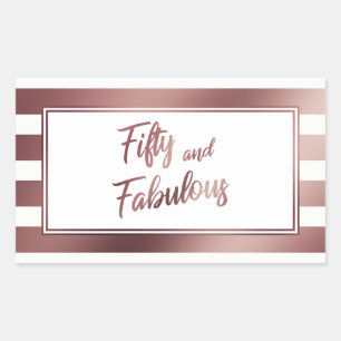 Sticker Rectangulaire Cinquante et or rose de Faux fabuleux et rayures