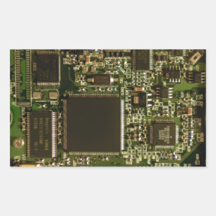 Sticker Rectangulaire Circuit imprimé vert macro   Photo de PCB
