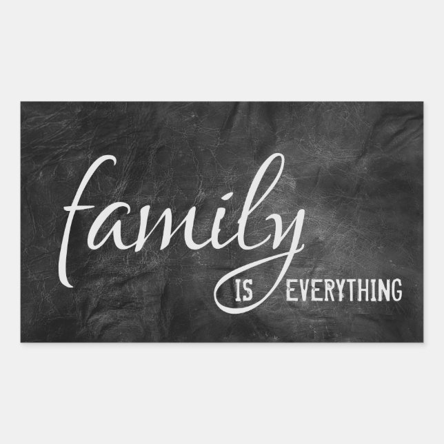 Sticker Rectangulaire citation de famille en cuir noir (Devant)