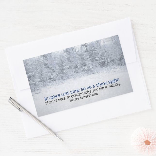 Sticker Rectangulaire Citation de Henry Longfellow Inspirational "Faites (Enveloppe)