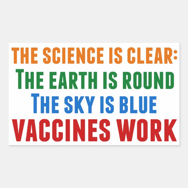 Sticker Rectangulaire Citation de la science du travail pour la vaccinat (Devant)
