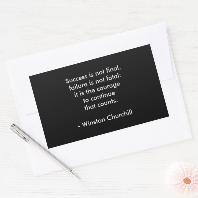 Sticker Rectangulaire Citation de Winston Churchill ; succès (Enveloppe)