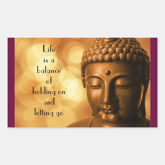 Sticker Rectangulaire Citation inspirante avec une image de Bouddha (Devant)
