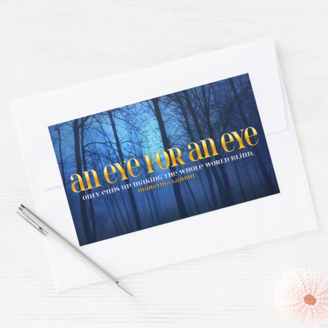 Sticker Rectangulaire Citation Inspirationnelle du Mahatma Gandhi "Oeil  (Enveloppe)