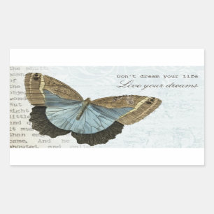 Sticker Rectangulaire Citation inspirée positive de papillon vintage