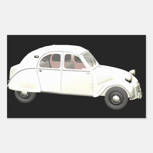 Sticker Rectangulaire Citroen blanc 2CV (Devant)
