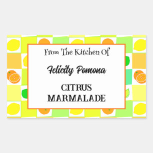Sticker Rectangulaire Citron, Lime et Oranges Agrumes Fruit Modifiable