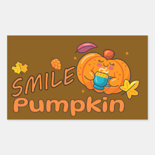 Sticker Rectangulaire Citrouille Sourire