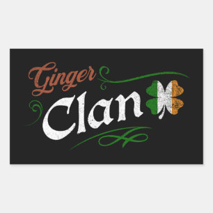 Sticker Rectangulaire Clan Ginger Fête de la Saint-Patrick Rouge Irlanda
