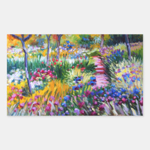 Sticker Rectangulaire Claude Monet : Jardin d'iris par Giverny