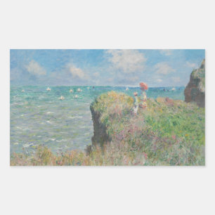 Sticker Rectangulaire Claude Monet - Promenade Cliff à Pourville