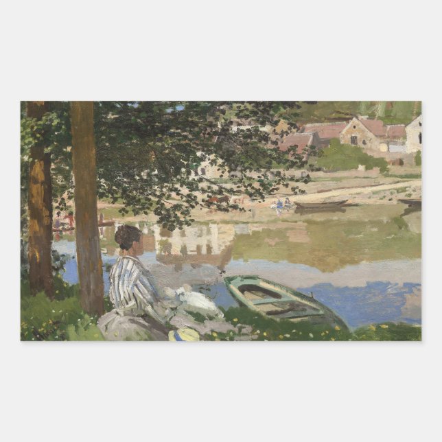 Sticker Rectangulaire Claude Monet - Sur la rive de la Seine, Bennecour (Devant)