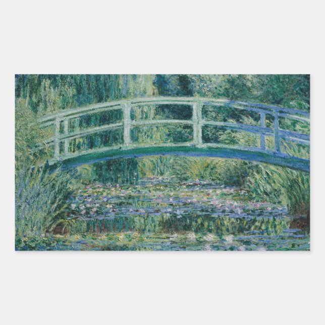 Sticker Rectangulaire Claude Monet - Water Lilies et pont japonais (Devant)
