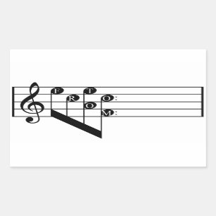 Sticker Rectangulaire Clef triple de personnel musical à de l'étiquett