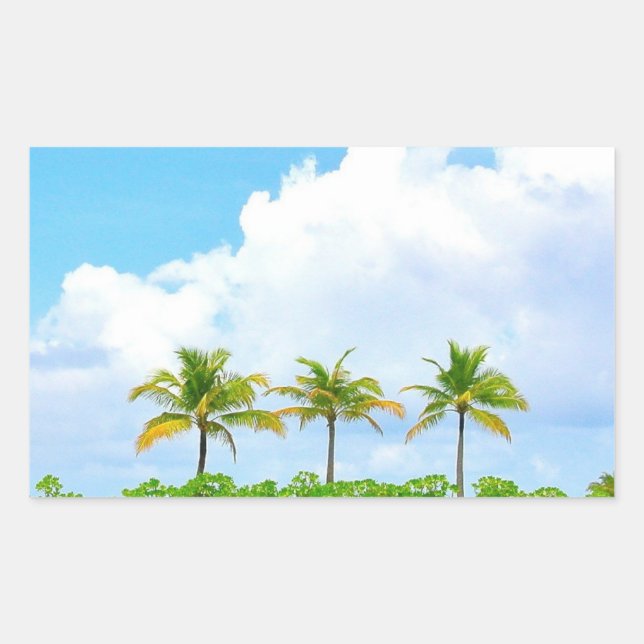 Sticker Rectangulaire Clouds bleus personnalisés Palms Modèle vierge (Devant)