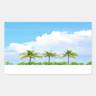 Sticker Rectangulaire Clouds bleus personnalisés Palms Modèle vierge