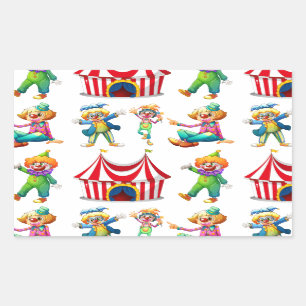 Sticker Rectangulaire Clowns et tente de cirque sans couture
