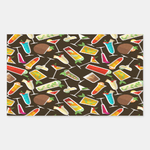 Sticker Rectangulaire cocktail motif et long drink, bar à cocktails