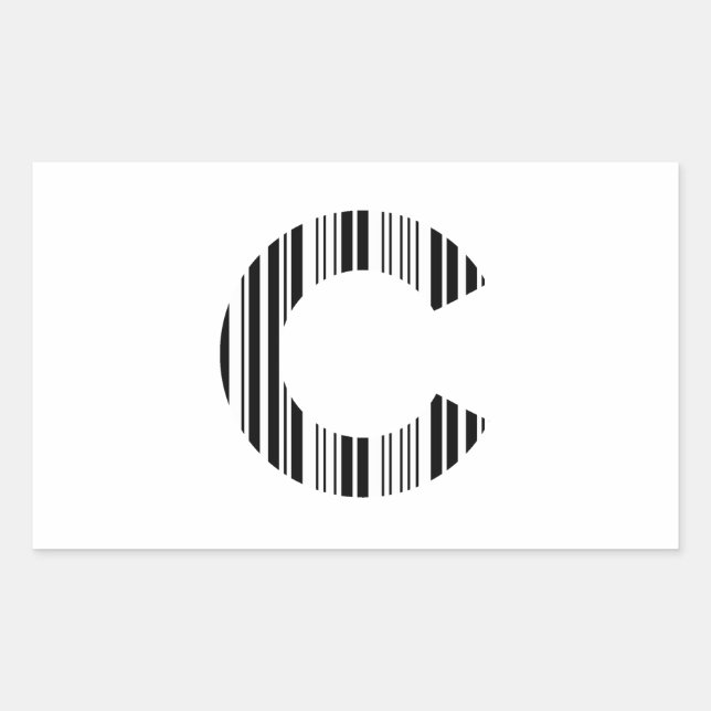 Sticker Rectangulaire CODE À BARRES DE LA LETTRE C Première initiale Mod (Devant)