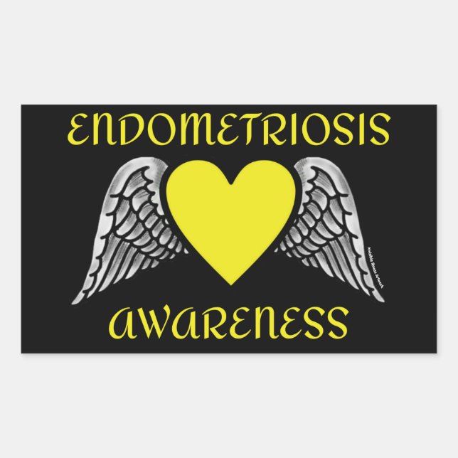 Sticker Rectangulaire Coeur/ailes...Endometriose (Devant)