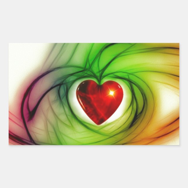 Sticker Rectangulaire Coeur d'art moderne, cadeaux motifs d'amour chic p (Devant)