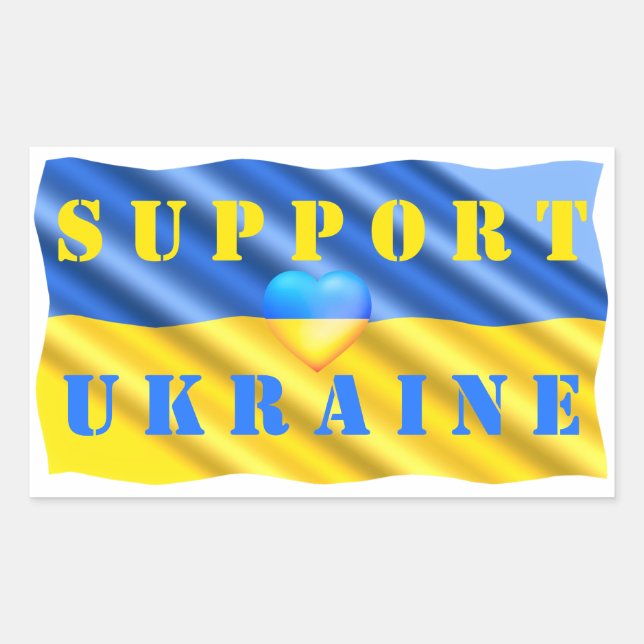 Sticker Rectangulaire Coeur de l'autocollant Ukraine - Soutien à la libe (Devant)