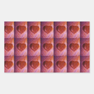Sticker Rectangulaire coeur rose corail