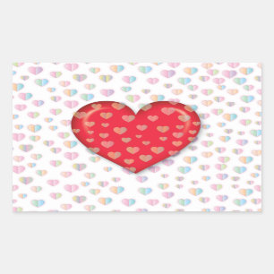Sticker Rectangulaire Coeur rouge avec spectres motif classique ronde