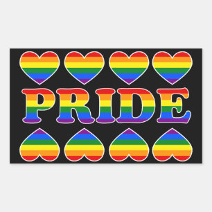 Sticker Rectangulaire Coeurs arc-en-ciel PRIDE