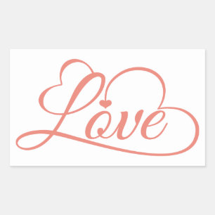 Sticker Rectangulaire Coeurs d'amour Mariage rose et blanc