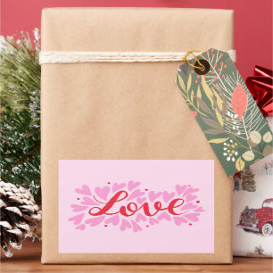 Sticker Rectangulaire Coeurs d'amour - rose et rouge