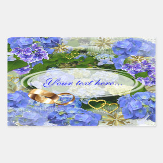 Sticker Rectangulaire Coeurs et hydrangées