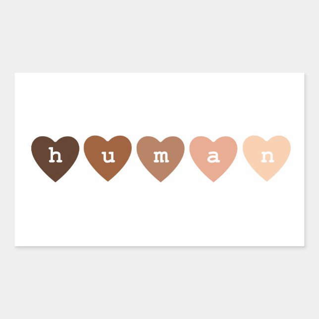 Sticker Rectangulaire Coeurs humains anti-racisme (Devant)