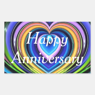 Sticker Rectangulaire coeurs multicolores