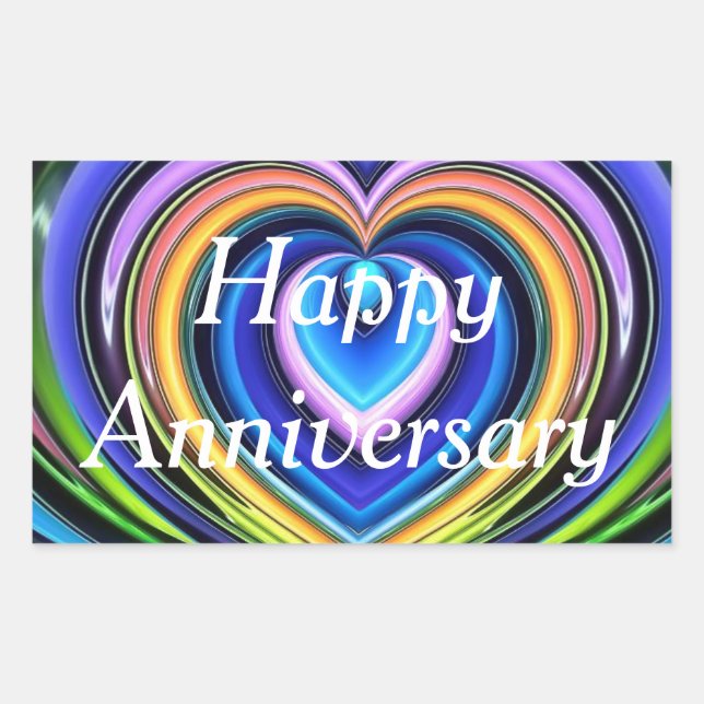 Sticker Rectangulaire coeurs multicolores (Devant)