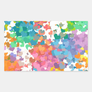 Sticker Rectangulaire Coeurs Pastel Confetti