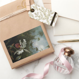 Sticker Rectangulaire Colibris et Orchidée blanche de Martin J. Heade