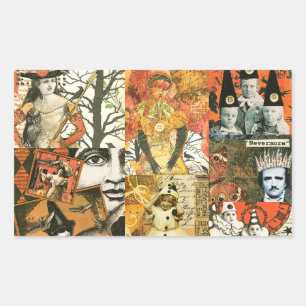 Sticker Rectangulaire Collage Halloween vintage