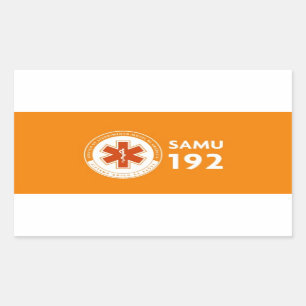 Sticker Rectangulaire Colle Logomarca SAMU 192 - fond orange