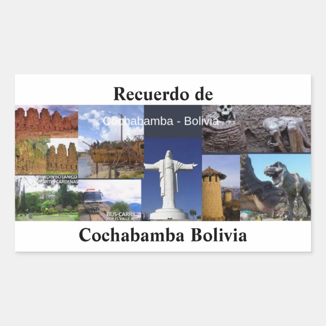 Sticker Rectangulaire Colle recuerdo de Cochabamba Boilivia (Devant)