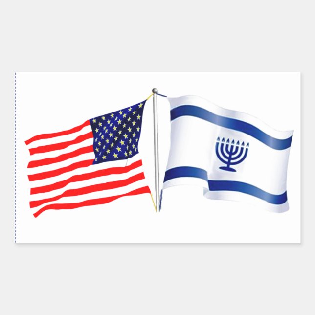 Sticker Rectangulaire Collection du drapeau américain israélien (Devant)