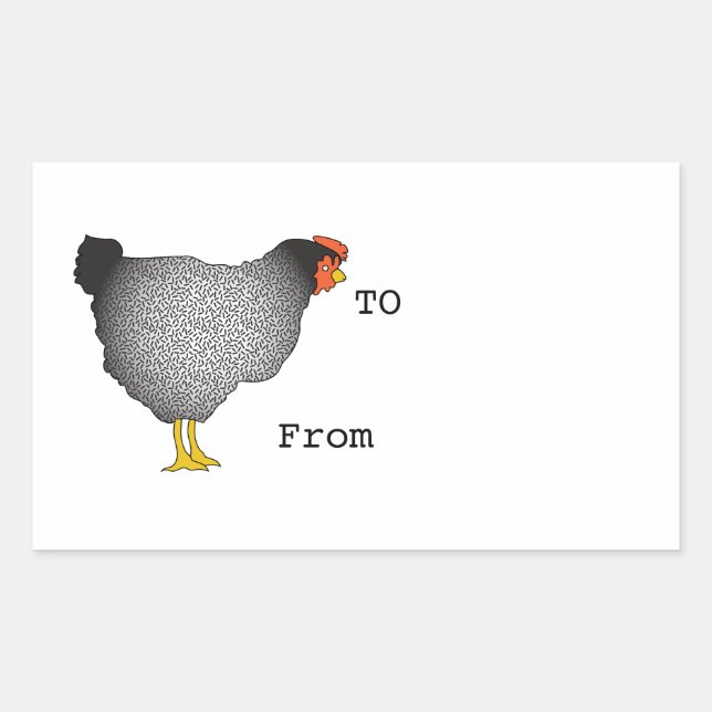 Sticker Rectangulaire Collier de poule Barred Rock noir/blanc -cadeaux o (Devant)