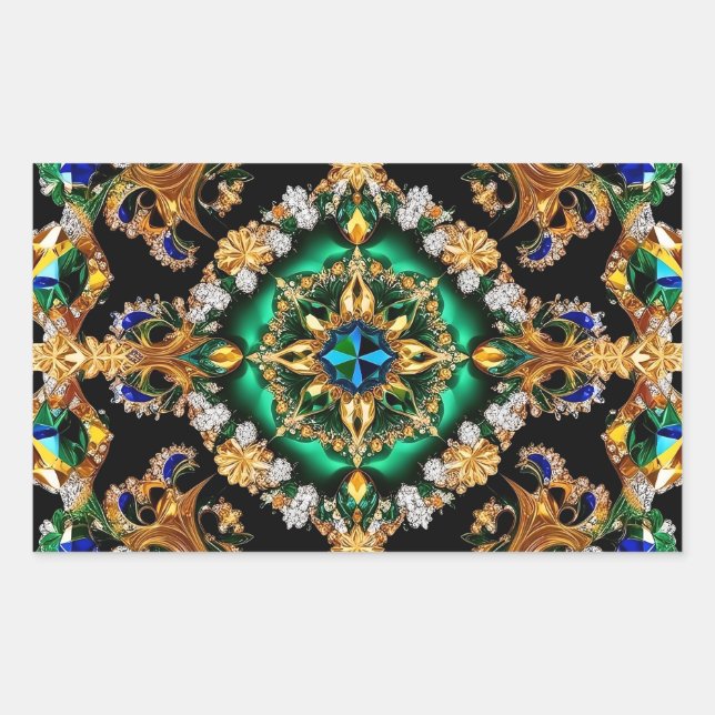 Sticker Rectangulaire Collier rectangle aux couleurs brésiliennes (Devant)